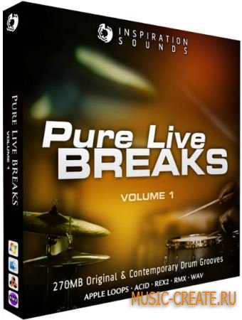Inspiration Sounds - Pure Live Breaks Vol 1 (WAV AIFF REX) - сэмплы Breaks