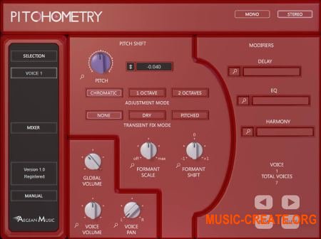 Aegean Music - Pitchometry v1.0 WiN OSX (Team R2R) - плагин питч-шифтер