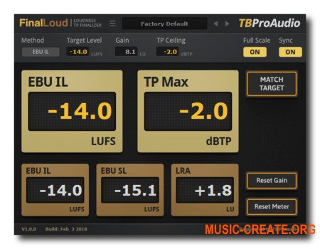 TBProAudio FinalLoud v1.0.4 ( Team R2R) - плагин измерения громкости