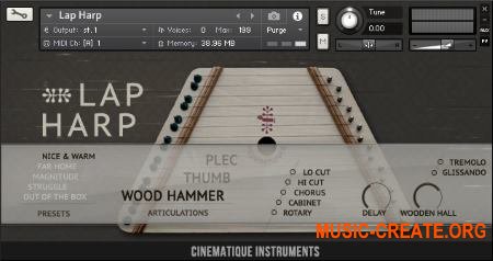 Cinematique Instruments Lap Harp (KONTAKT) - библиотека звуков перепелочки (гусли)