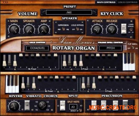 Adam Monroe Music Rotary Organ v2.0 VST AU AAX MAC/WiN - виртуальный орган