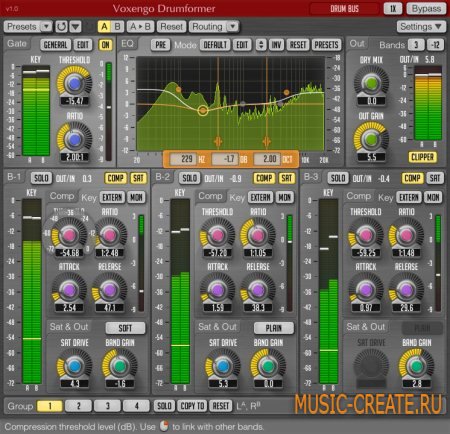 Voxengo Drumformer VST 1.2 x86 x64 MAC OSX (Incl.Keygen) - плагин многополосной динамической обработки