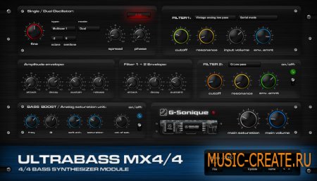 G-Sonique Ultrabass MX4/4 VSTi v1.0 ASSiGN - бас синтезатор G-Sonique Ultrabass MX4/4 VSTi v1.0 ASSiGN - бас синтезатор