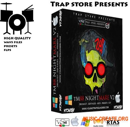 TM88 Nightmare Drum Kit V2 (WAV VST PRESETS FLP) - сэмплы ударных, Trap
