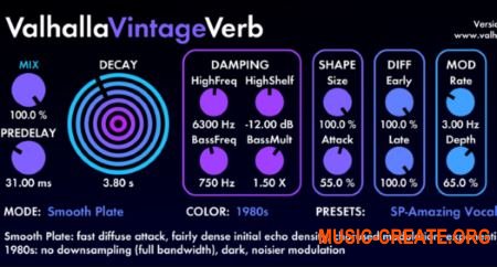 Valhalla DSP - ValhallaVintageVerb v1.0.0 (TEAM R2R) - плагин реверберации