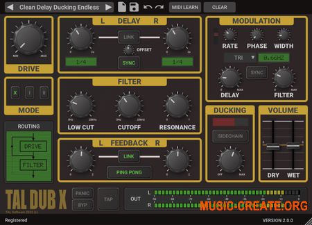 Togu Audio Line TAL-Dub-X v1.0.2 WiN OSX (Team R2R) - плагин дэлей